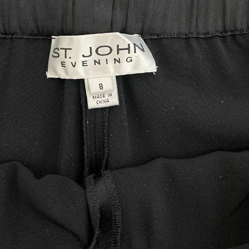 St. John Evening Women's Black 100% Silk Wide Leg Trousers Dress Pants, Size 8 - Picture 3 of 6